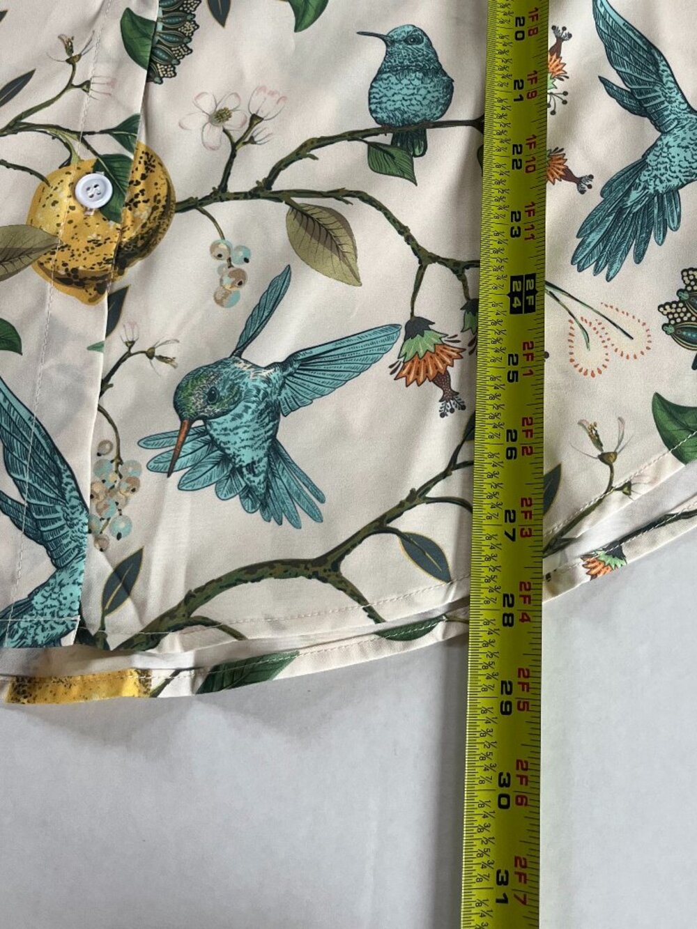 Womens Sz XL Hummingbird and Lemon Blouse Shirt Botanical Button Down - Picture 8 of 9